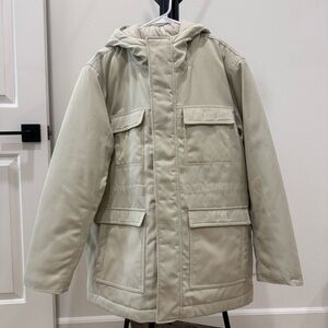 Men's Cream Hooded Parka Jacket